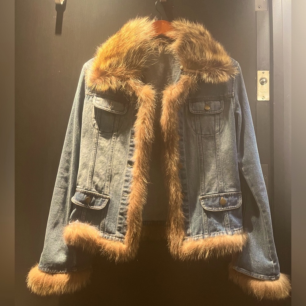 Boutique Denim Jacket with Fur Detail